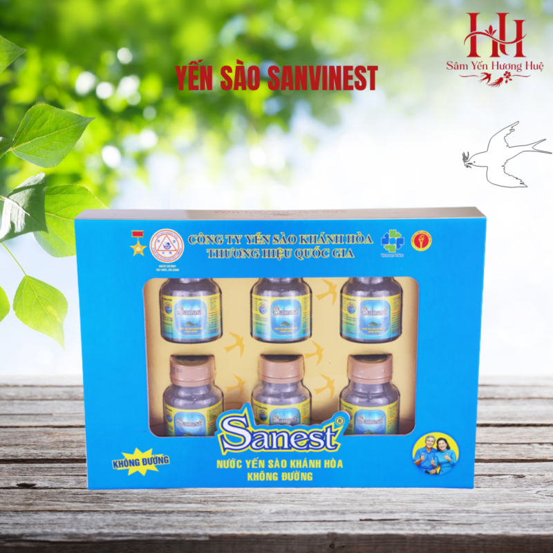 Nước Yến sào Khánh Hòa Sanest không đường hộp 6 lọ 70 ml