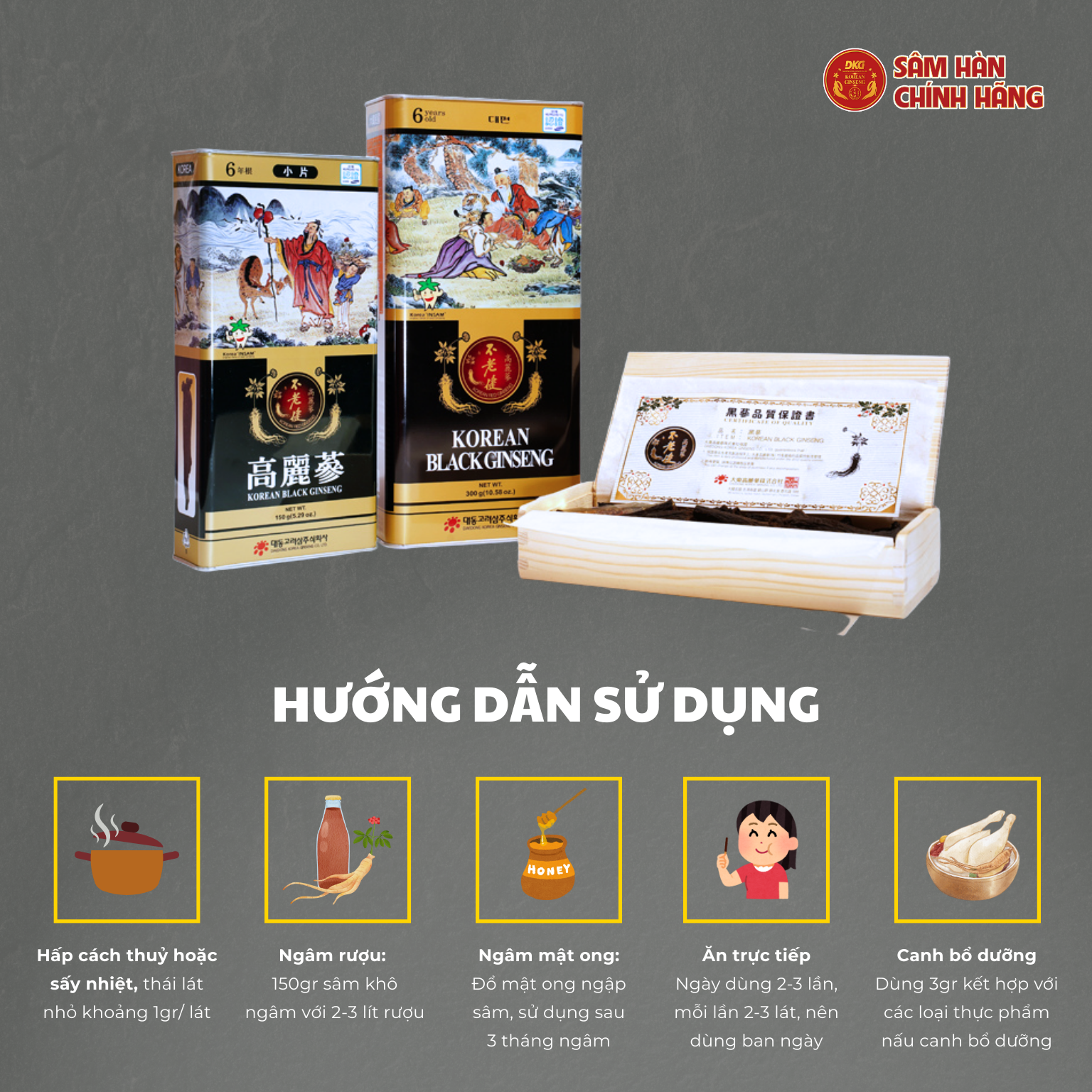 Hắc sâm Hàn quốc dạng củ 150g (6-10củ) - Daedong 2 Hắc sâm Hàn quốc dạng củ 150g (6-10củ) - Daedong