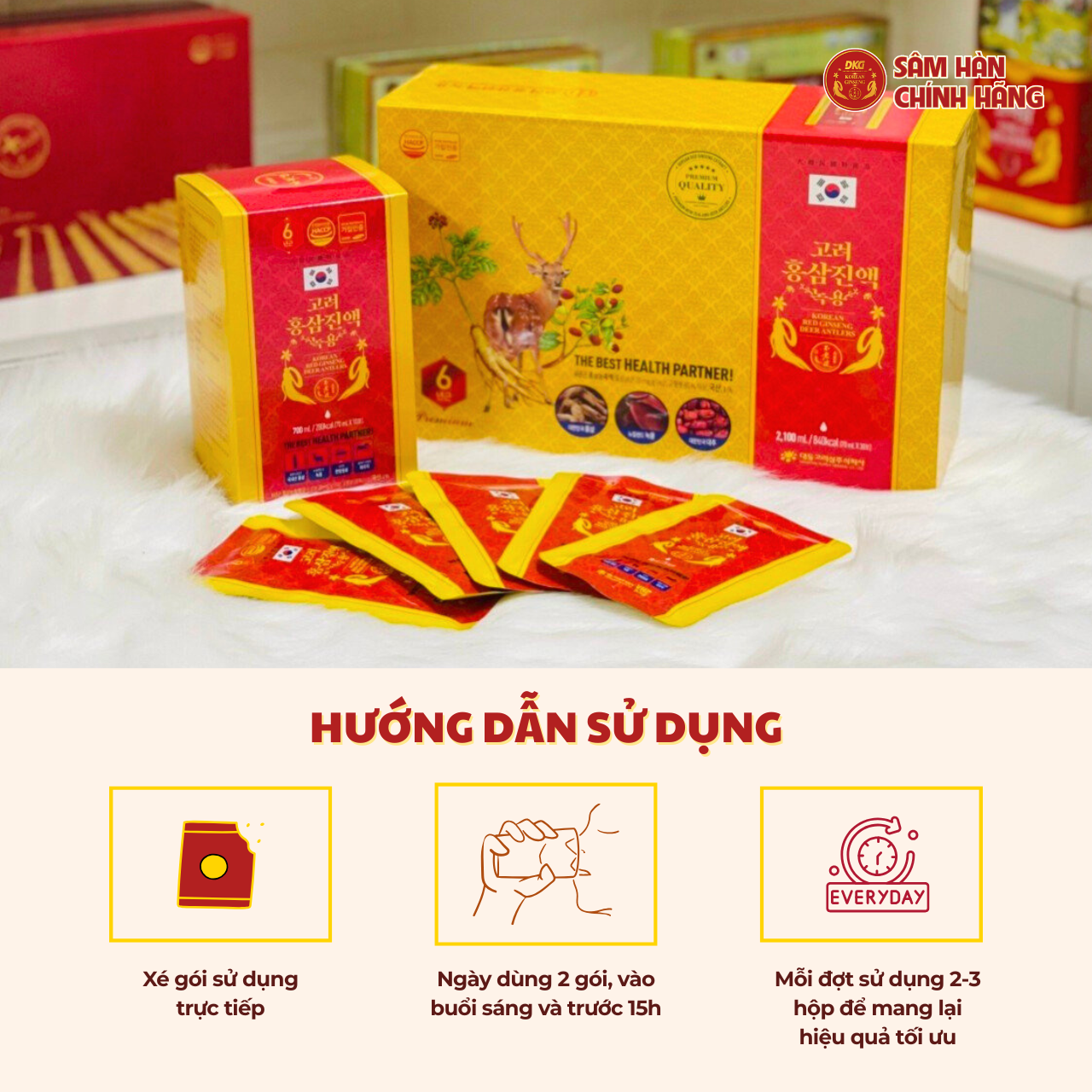 Hồng Sâm Nhung Hươu Hàn Quốc (70ml x 30 gói) - Daedong - 3 Hồng Sâm Nhung Hươu Hàn Quốc (70ml x 30 gói) - Daedong