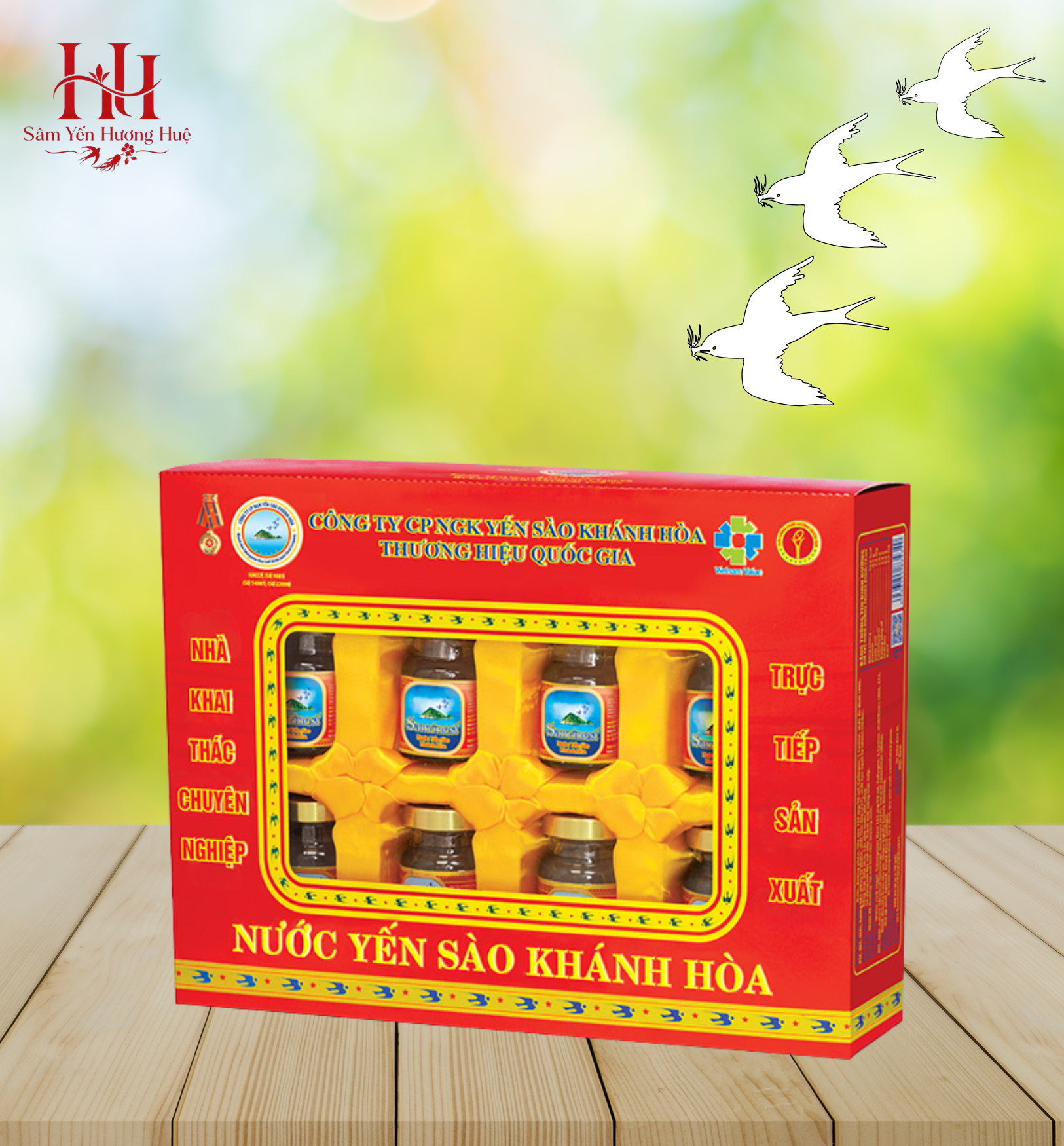 Nước yến sào Khánh Hòa - Set hộp đỏ 6 lọ - 1 Nước Yến sào Sanvinest Khánh Hòa lọ 70ml, 21% Yến sào, có đường