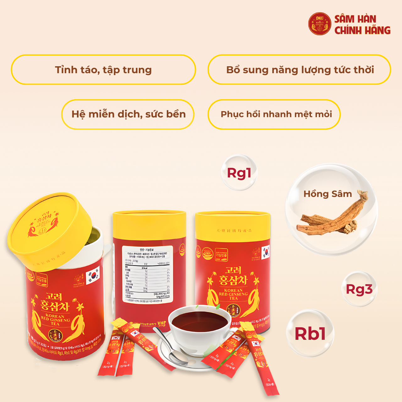 Trà hồng sâm stick DKG 1 Trà hồng sâm stick DKG
